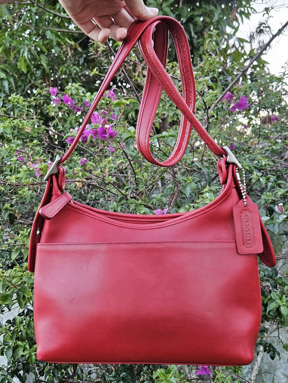 Vintage Coach Legacy Zip Hobo Shoulder Bag 9136 Red Glove-Tanned Leather